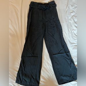 Black paper bag wide leg trousers